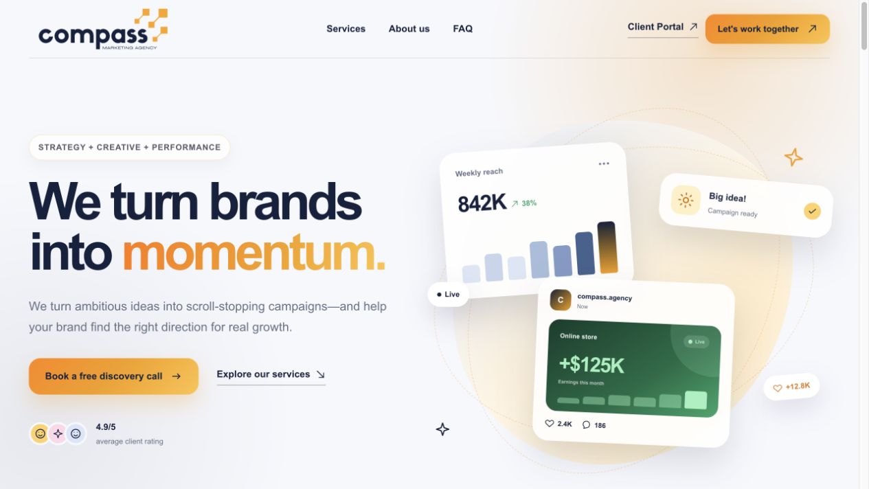 Compass Marketing Agency homepage